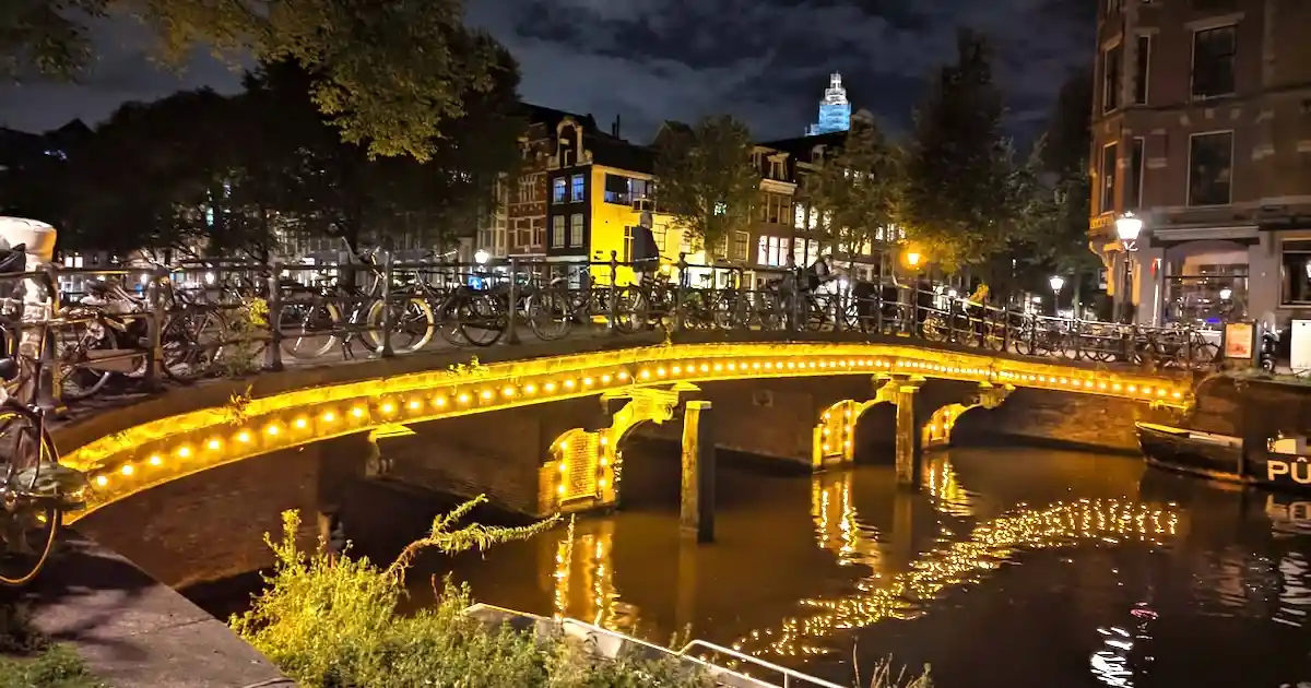 Bikes on a bridge in Amsterdam