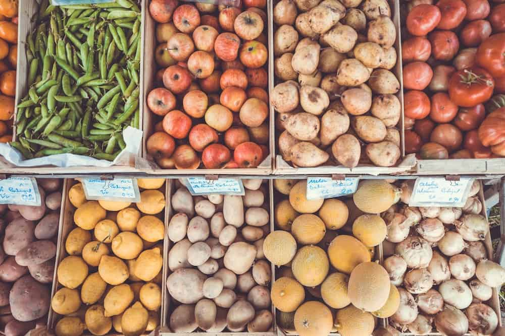 Market stall with fruit and vegetables